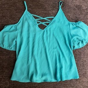 Nordstrom Turquoise off shoulder top size small